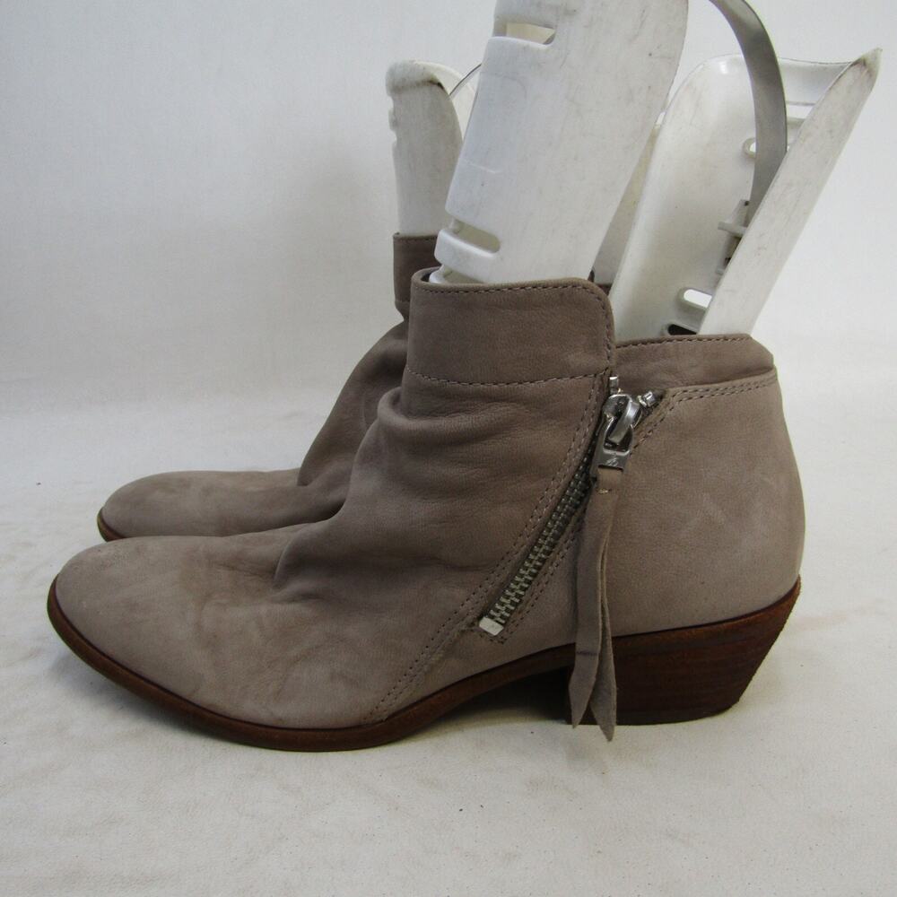 Sam Edelman Womens Size 6.5 M Beige Leather Zip Ankle Fashion Boots Bootie